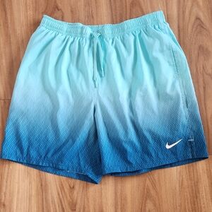 Nike Men's Blue Green Ombre Brief-Lined Swim Trunks, 7 Inch, NWOT